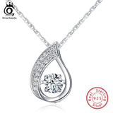 925 Silver Water-Drop CZ Pendant Necklace SN41