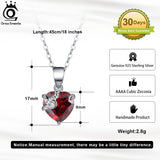 925 Silver Heart Birthstone Pendant Necklace For Women Mom Jewelry