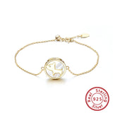 14K 925 Silver Mother of Pearl Puppy Bracelet with CZ for Girls