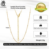 14K 925 Silver Bead Side Chain Necklace Dainty Women's Jewelry Gift