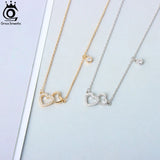 14K 925 Silver Double Heart CZ Necklace Pendant SN320