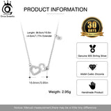 14K 925 Silver Double Heart CZ Necklace Pendant SN320