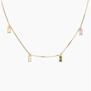 14K 925 Silver CZ Necklace Tiny Chain Women Girls EQN38