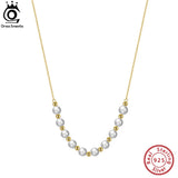 ORSA JEWELS 14K 925 Silver Chain & Beads Necklace with Pearl GPN23