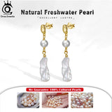 14K 925 Pearl Drop Dangle Earrings for Women GPE18