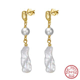 14K 925 Pearl Drop Dangle Earrings for Women GPE18