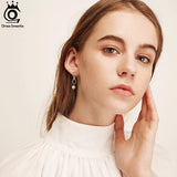 14K Silver Infinity Dangle Pearl Earrings with Baroque Pearl GPE49