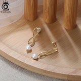 14K Silver Infinity Dangle Pearl Earrings with Baroque Pearl GPE49