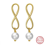 14K Silver Infinity Dangle Pearl Earrings with Baroque Pearl GPE49