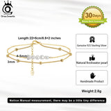 14K 925 Sterling Silver Layered Cable Chain & Pearl Anklets Summer Foot Bracelet