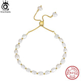 14K Sterling Silver Pearl Bracelet Baroque Culture Pearl Dainty Handmade Jewelry
