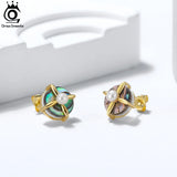 14K Sterling Silver Pearl Earrings with Abalone Shell for Women GPE25