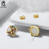 14K Sterling Silver Pearl Earrings with Abalone Shell for Women GPE25