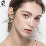14K Silver Pearl Earrings Mermaid Tail Women Vintage Party Jewelry