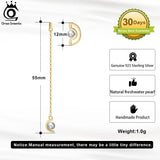 14K Silver Tassel Dangle Earrings with Pearl GPE37