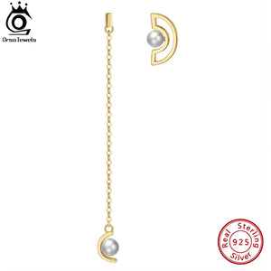 14K Silver Tassel Dangle Earrings with Pearl GPE37