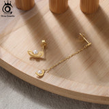14K Silver Tassel Dangle Earrings with Pearl GPE37