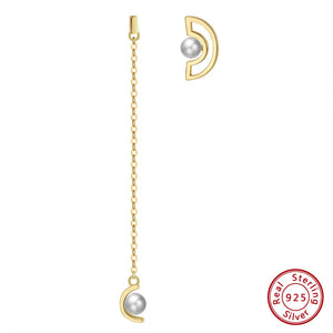 14K Silver Tassel Dangle Earrings with Pearl GPE37