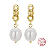 Vintage Dangle Pearl Earrings 925 Sterling Silver Handpicked Jewelry Ear Drop