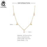 14K 925 Silver Zirconia Necklace 3-6mm CZ Tiny Chain Women Jewelry