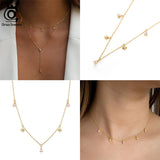 14K 925 Silver Zirconia Necklace 3-6mm CZ Tiny Chain Women Jewelry