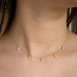14K 925 Silver Zirconia Necklace 3-6mm CZ Tiny Chain Women Jewelry