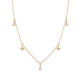 14K 925 Silver Zirconia Necklace 3-6mm CZ Tiny Chain Women Jewelry