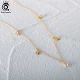 14K 925 Silver Zirconia Necklace 3-6mm CZ Tiny Chain Women Jewelry