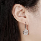 14K Circle Disc Drop Earrings Hammered Coin Dangle Earrings for Women