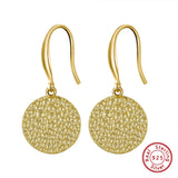 14K Circle Disc Drop Earrings Hammered Coin Dangle Earrings for Women