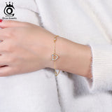 14K Love Heart Silver Bracelet For Women Girl Fine Jewelry