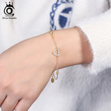 14K Love Heart Silver Bracelet For Women Girl Fine Jewelry