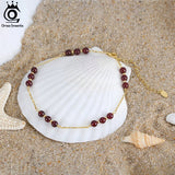 4mm Beaded Garnet Anklet 925 Sterling Silver Foot Chain SA46