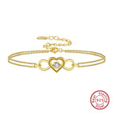 14K Heart Love Bracelet 925 Sterling Silver Infinity Bracelets for Women Girls