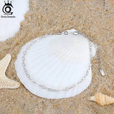14K Italian Rhombus Chain Anklet for Women Girls Summer Beach Foot Bracelet
