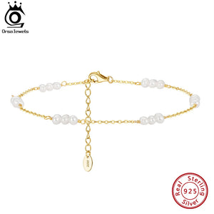 14K Freshwater Pearl Anklet for Women Summer Beach Jewelry
