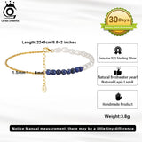 14K Freshwater Pearls & Lapis Lazuli Ankle Chain for Women Girls