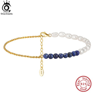 14K Freshwater Pearls & Lapis Lazuli Ankle Chain for Women Girls