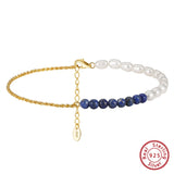 14K Freshwater Pearls & Lapis Lazuli Ankle Chain for Women Girls