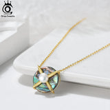 Abalone Shell Pearl Necklace 925 Silver Plated Pendant for Women