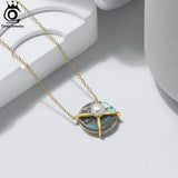Abalone Shell Pearl Necklace 925 Silver Plated Pendant for Women
