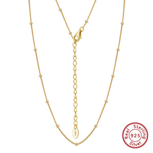 Dainty 925 Silver Bead Chain Necklace Women's Jewelry