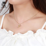 Butterfly Pendant Necklace 925 Sterling Silver 14K Plated Chain Jewelry SN293