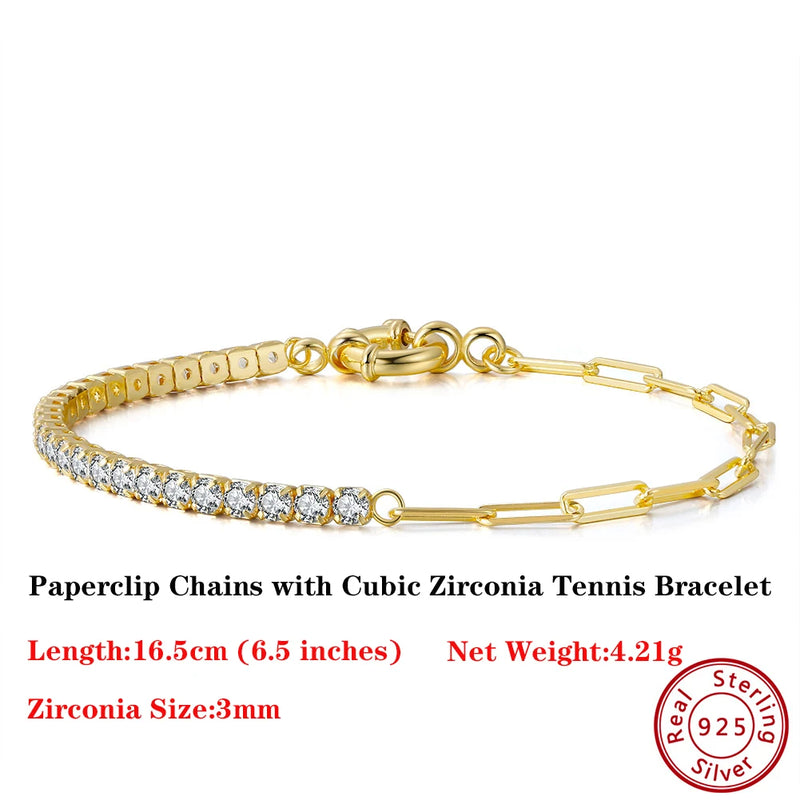 Paperclip Chain CZ Tennis Bracelet
