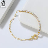 Paperclip Chain CZ Tennis Bracelet