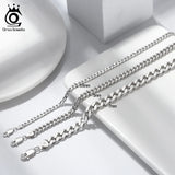 925 Silver Paperclip Link Chain Bracelet for Women