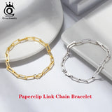 ORSA JEWELS 925 Silver Paperclip Chain Necklace for Men Women