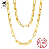 ORSA JEWELS 925 Silver Paperclip Chain Necklace for Men Women
