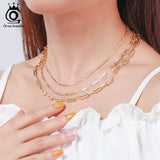 ORSA JEWELS 925 Silver Paperclip Chain Necklace for Men Women