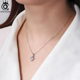 14K Plated Sterling Silver Heart CZ Necklace Pendant
